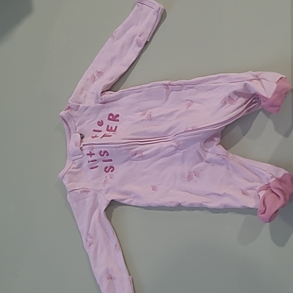Just One You size Newborn Little sister zip up pajamas